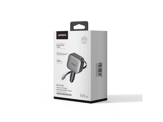 UGREEN 145W Nexode Car Charger with Retractable Cable 2x Type-C USB – EC604 – 55910B – 1 Year Warranty (5)