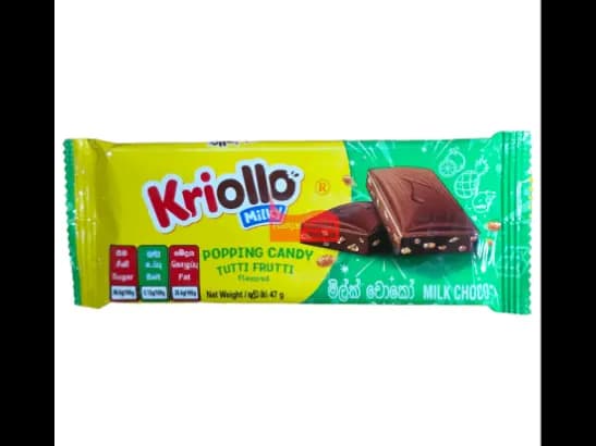 Kriollo Milky Popping Candy Tutti Frutti Milk Choco 47g