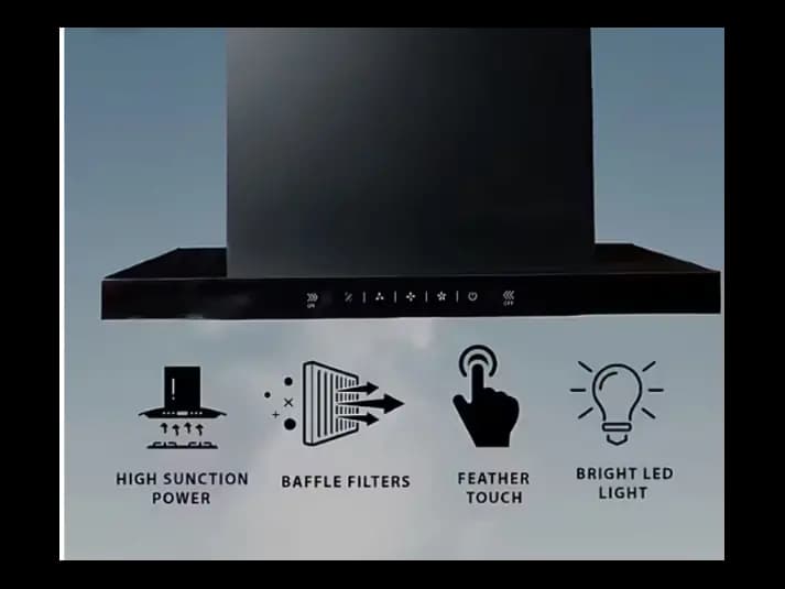 ‘T’ Shape Cooker Hood with Motion and Touch Control (Black) 60cm (5)
