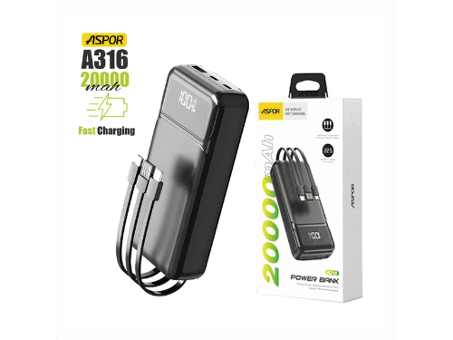 Aspor A319 22.5W 50000mAh Fast Charging Power Bank with 3 Cables (4)