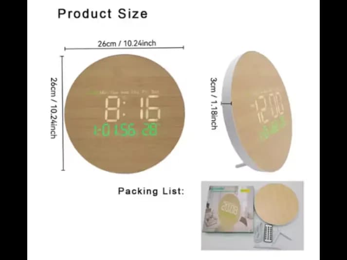 Wall and Table Clock Wooden Green 26cm with Remote Control DS-5823L (3)