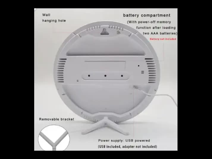 Modern Large Screen LED Round Wall Clock with Temperature, Humidity & Date Display (2)