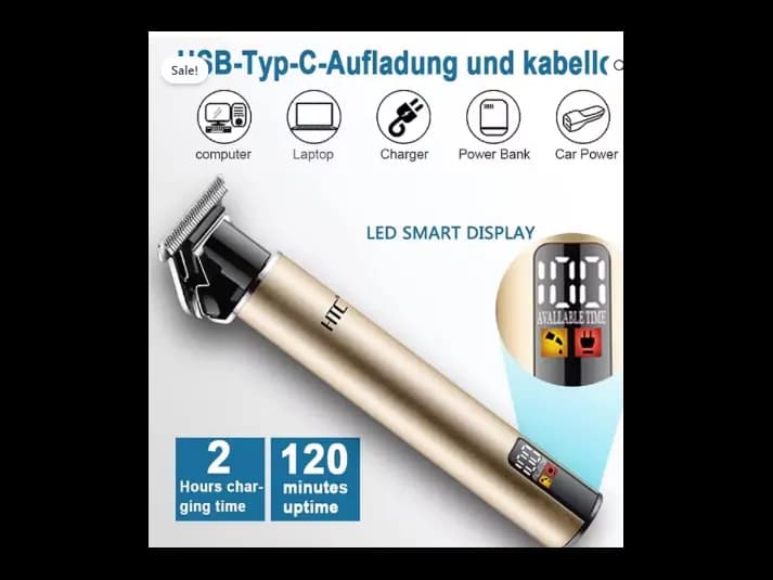 HTC Rechargeable Beard Trimmer AT-172 (Gold) (3)