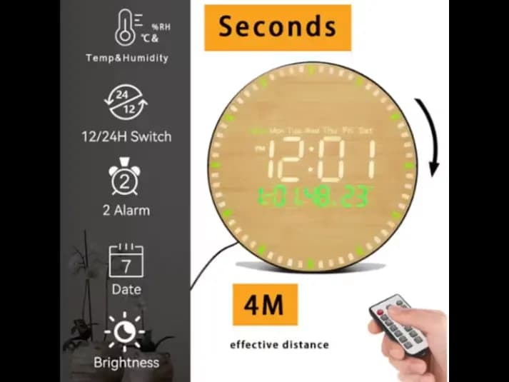 Wall and Table Clock Wooden Green 26cm with Remote Control DS-5823L (2)