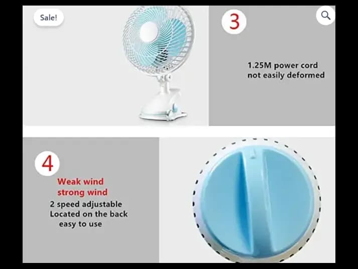 Cyber 2 In 1 Clip And Table Fan 20W CYCF-889 Blue With White Oscillating with warranty (3)