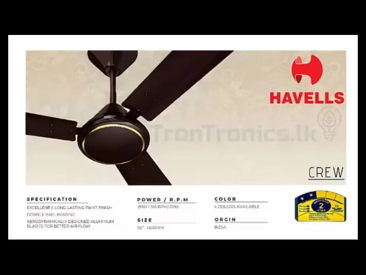 Havells Indian Aluminum Crew Ceiling Fan (Mettalic Black) 2 year warranty 56 inches (2)