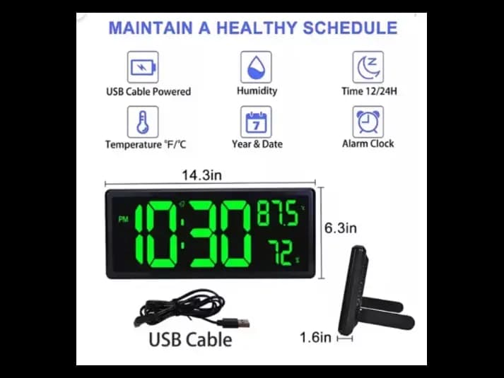 LARGE Digital LED Alarm Clock – Model 3808L (GREEN Display with Backlight) (4)