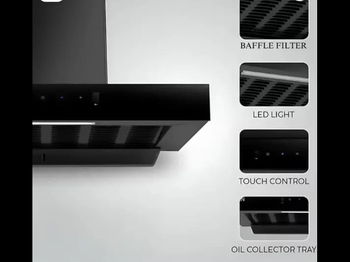 ‘T’ Shape Cooker Hood with Motion and Touch Control (Black) 60cm (4)