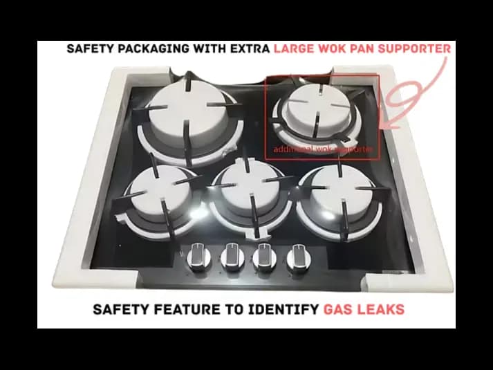 Premium 4 Burner Glass Top Cooker Hob with Flame Failure Device (FFD) Black (3)