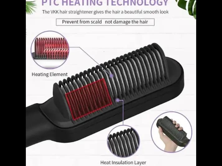 Ceramic Heated Hair Brush Hair straightener HQT-909B