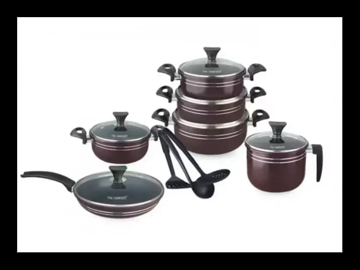 Premium Quality 15 Pcs Cookware Set (BLACK / BROWN) - Cooking pots (3)