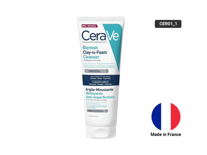 Cerave Blemish Clay to Foam Cleanser 118ml- FRANCE