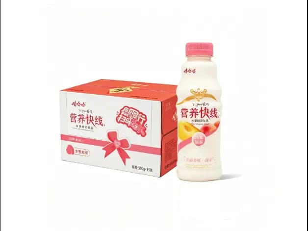 Wahaha Nutri-Express Peach Flavored Milk Drink 500g × 15 Bottles