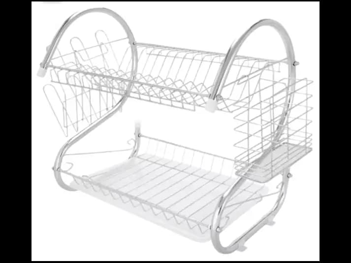 Two-Tier Kitchen Dish Rack – Silver