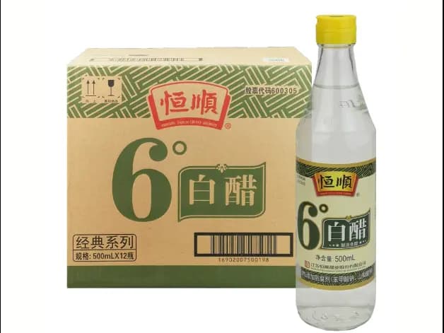 Hengshun 6° White Vinegar 500ml × 12 Bottles