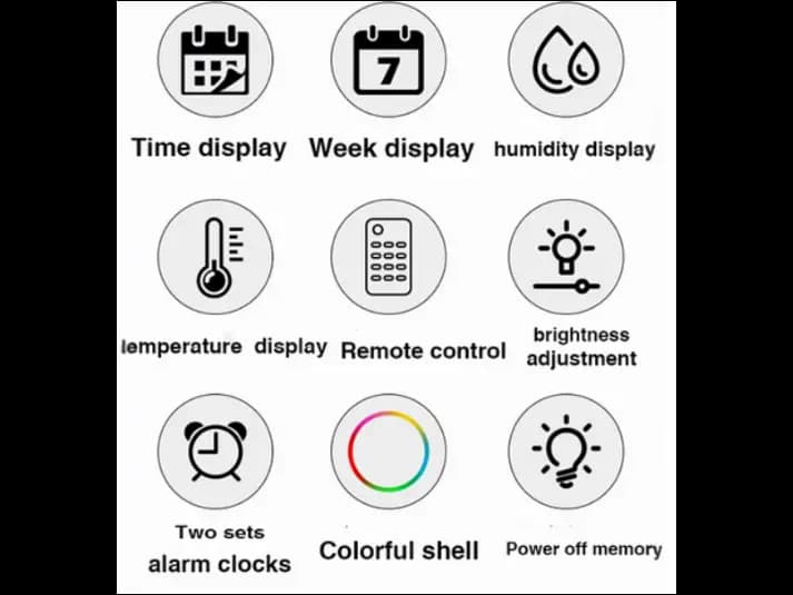 Modern Large Screen LED Round Wall Clock with Temperature, Humidity & Date Display (4)