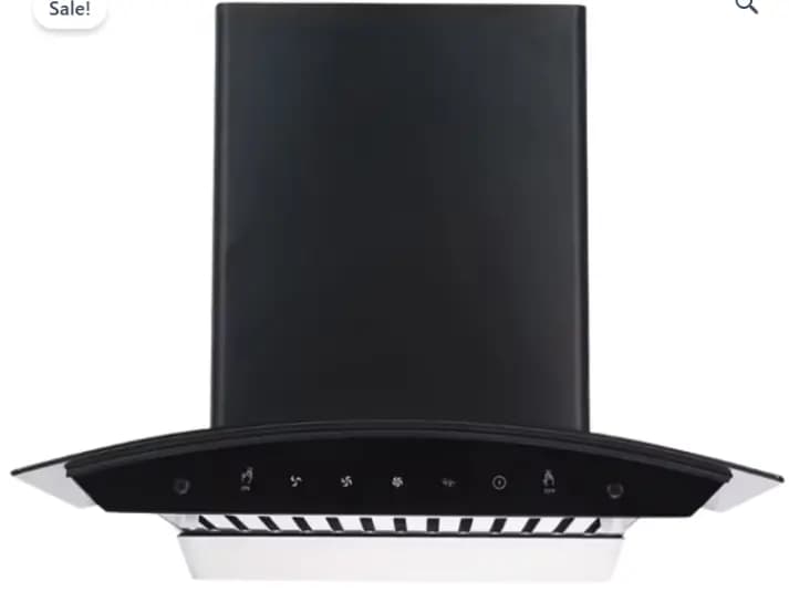Premium Curved Glass 60cm Cooker Hood with touch and motion Sensor (Black)