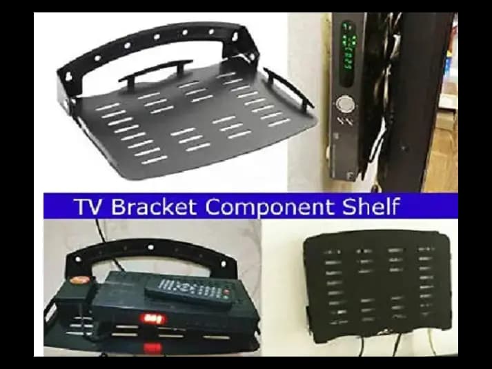 Steel Wall Mount Shelf Bracket for TV Accessories, DVD, PlayStation, Projector WiFi Router, Modem, TV Set Top Box Stand, (LIMITED EDITION BLACK) (2)