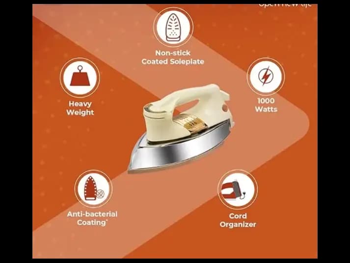 Bajaj DHX-9 1000W Heavy Weight Dry Iron with Advance Soleplate (2)
