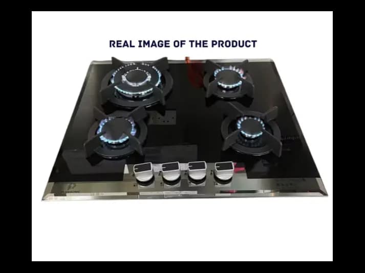 Premium 4 Burner Glass Top Cooker Hob with Flame Failure Device (FFD) Black (4)