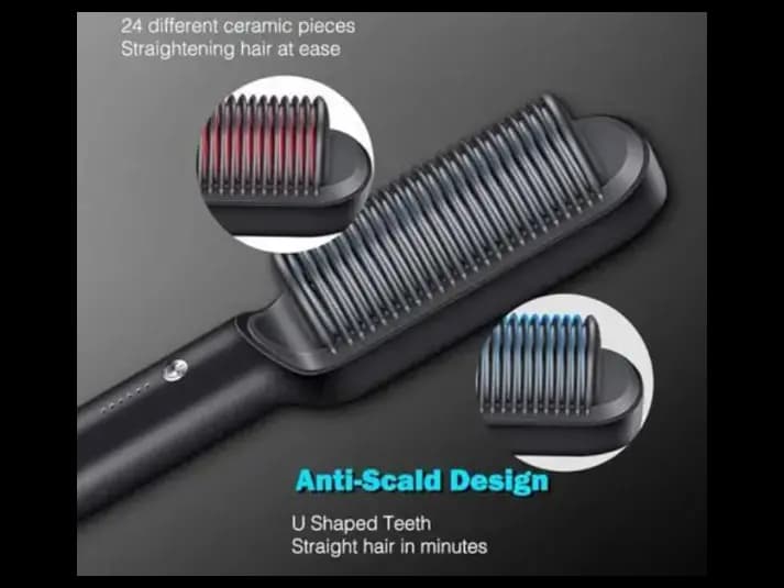 Ceramic Heated Hair Brush Hair straightener HQT-909B (2)