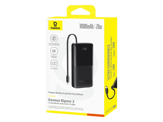 Baseus Bipow 2 10000mah 20W Digital Display Power Bank With Built-in Type C Cable (4)