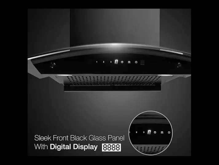 Premium Curved Glass 60cm Cooker Hood with touch and motion Sensor (Black) (2)
