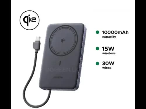 UGREEN 10000mAh 15W Qi2 MagFlow Air Magnetic Power Bank (Space Gray)- PB570 – 75982B – 1 Year Warranty