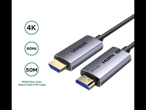 UGREEN 50 meter HDMI 4K Fiber Optic Cable Male to Male Aluminum Shell – HD178 – 45509 – 1 Year Warranty