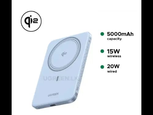 UGREEN 5000mAh Qi2 15W Magflow Air Power Bank, 8.6mm Ultra-Slim (Star Light Blue) – PB580 – 65840B – 1 Year Warranty