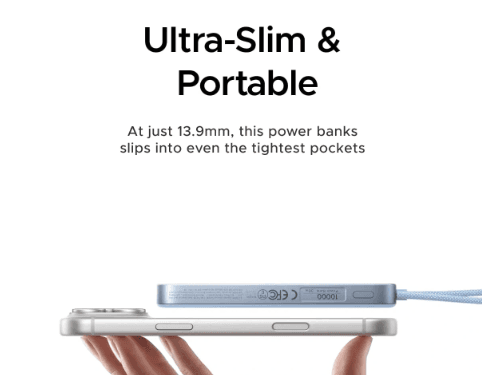 UGREEN 10000mAh 15W Qi2 MagFlow Air Magnetic Power Bank (Star Blue)- PB570 – 65839B – 1 Year Warranty (2)