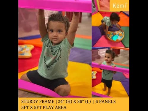 Kemi 6 Panel Baby Playpen with 2 inch Mattress | 5ft x 5ft | Sturdy Frame | 24" (H) x 36" (L) | Export Quality (4)