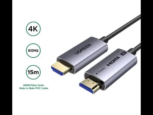 UGREEN 15 Meter 4K Fiber Optic HDMI Cable Male to Male Aluminum Shell – HD178 – 45504 – 1 Year Warranty
