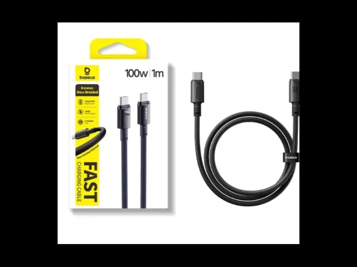 Baseus 1 Meter 100W Type-C to Type-C  New Braided Fast Charging Cable Cosmic Black – E0426W00 – 1 Year Warranty (5)