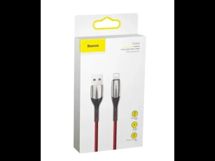 Baseus Horizontal Data Cable (With Indicator Lamp) USB to Lightning – 2.4A, 1 Meter, Red (2 pcs/pack) – Model: CALSP-G09 (4)
