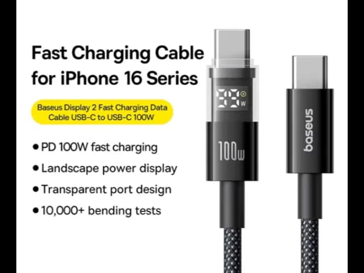Baseus Display 2 Type-C to Type-C 100W 1 Meter Fast Charging Data Cable – Cosmic Black – P10382702121-00 (7)