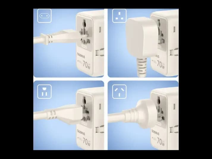 Baseus EnerCore 70W 6-in-1 Universal Travel Adapter with Retractable Cable – Off-White – CG11 – E0307E01 -1 Year Warranty – 1 Year Warranty (3)
