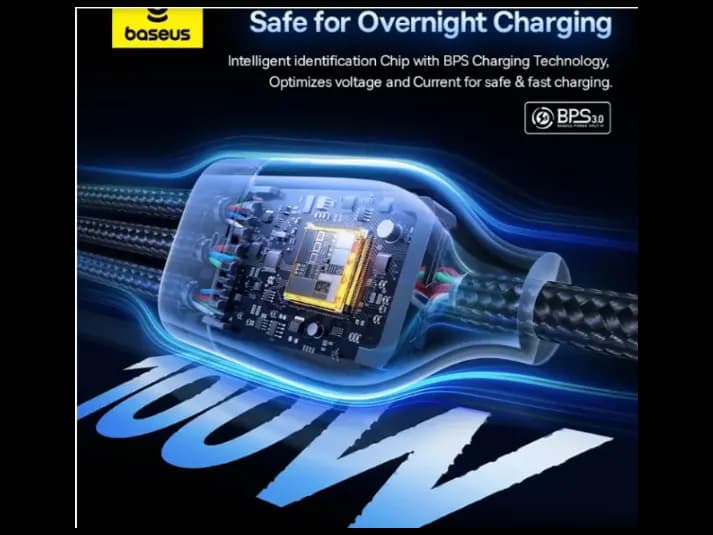 Baseus 1.5M Flash Series 3 Two-for-Three U C to C C L 100W Fast Charging Cable – Cluster Black – Model: P10377501111-00 (3)