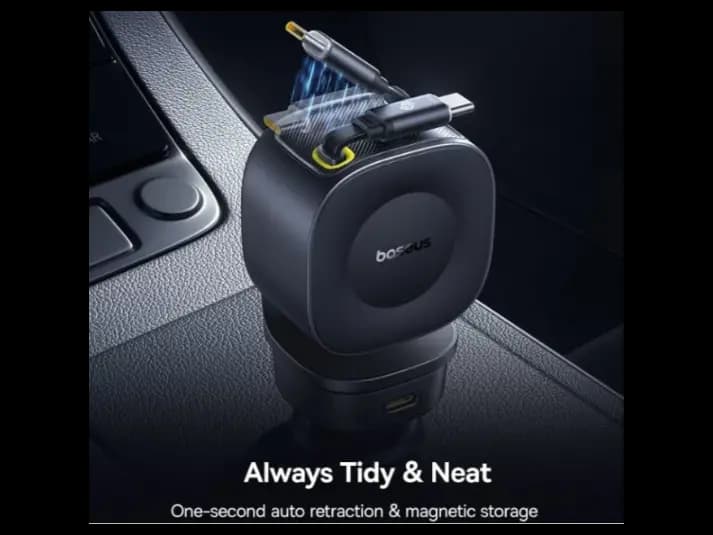 Baseus PrimeTrip VR2 Max Car Charger with Retractable Cable 3C U 240W – Cosmic Black – Model: C0206700 (5)