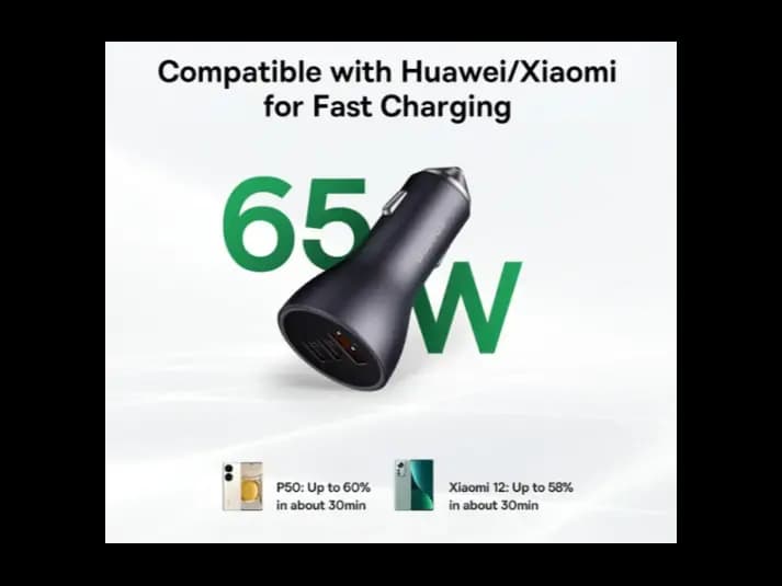Baseus Golden Contactor Pro Triple Fast Charger Car Charger 65W U C C Dark Gray – CGJP010013 (7)