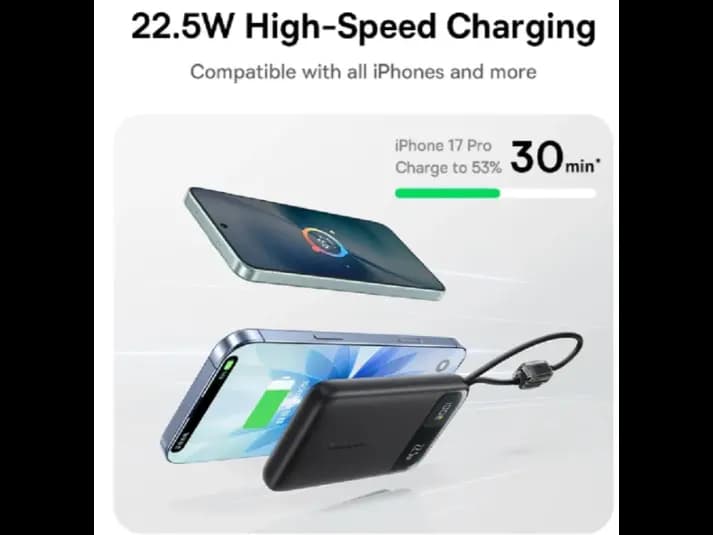 Baseus 10000mAh 22.5W EnerFill FC11 Power Bank – Built in Lightning & Type C Cables Cosmic Black – E0027R04 (4)