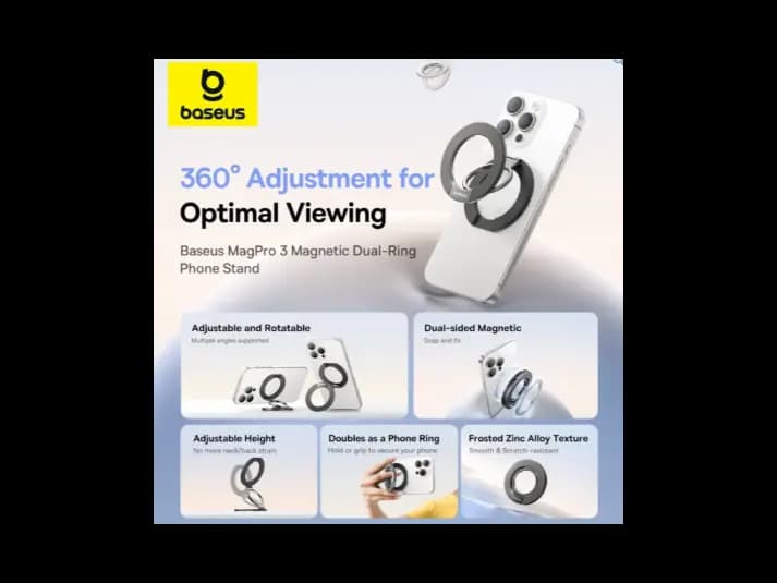 Baseus MagPro 3 Magnetic Dual-Ring Phone Stand Starlight Off-White – Z0004803 (7)