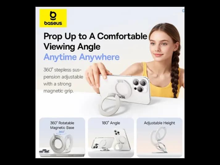 Baseus MagPro 3 Magnetic Dual-Ring Phone Stand Starlight Off-White – Z0004803 (3)