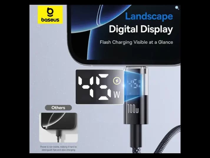Baseus Display 2 Type-C to Type-C 100W 1 Meter Fast Charging Data Cable – Cosmic Black – P10382702121-00 (2)
