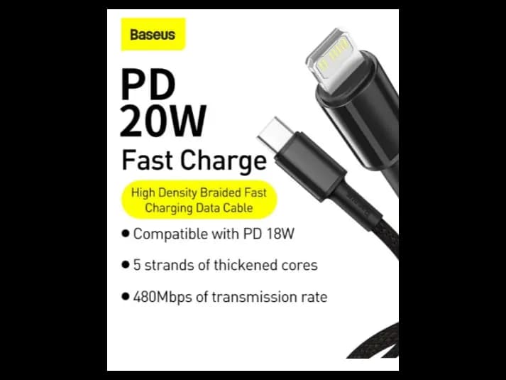 Baseus Density Braided 20W Type C To Lightning Cable 2m – Fast & Safe Charging (2)