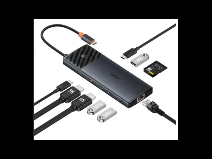 Baseus Metal Gleam Series II 10-in-1 USB HUB – Cosmic Black (USB-C to 1*HDMI4K@120Hz   1*HDMI4K@60Hz   1*USB-A(10Gbps)   1*USB-C(10Gbps)   2*USB-A(480Mbps)   1*RJ45   1*SD/TF   1*USB-C(PD) ) – B000618 (3)
