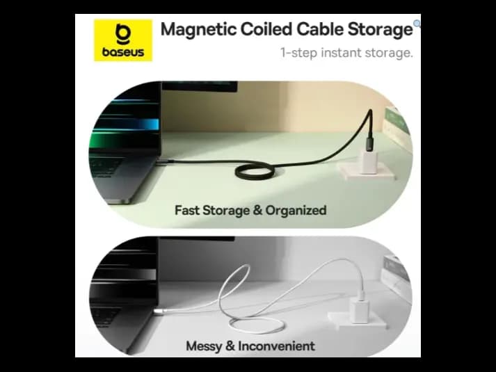 Baseus 1Meter Tungsten Gold Type-C to Type-C 100W Magnetic Charging Cable – Cluster Black – Model: P10319805111-00 (5)