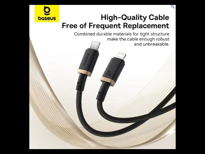 Baseus Dura Series Fast Charging Data Cable Type-C to Lightning – 1 m, Gold   Black – Model: P10377800U01-00 (2)
