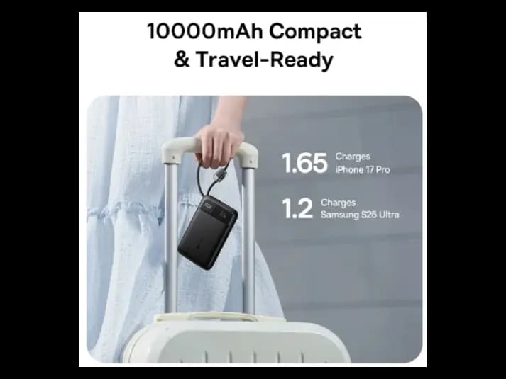 Baseus 10000mAh 22.5W EnerFill FC11 Power Bank – Built in Lightning & Type C Cables Cosmic Black – E0027R04 (2)
