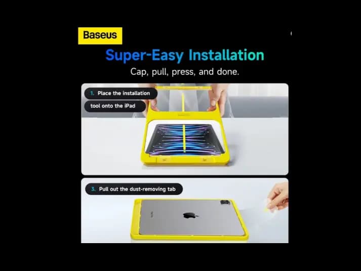 Baseus Crystalline Series HD Tempered-Glass Screen Protector for iPad Pro (2024) 11″, Clear (Pack of 1, with cleaning kit and dust-proof installation tool) – P40015000201-05 (3)